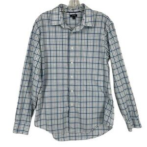 Apt 9 Men’s Long Sleeve Button Up Dress Shirt Blue White Checkered Plaid Medium